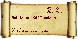 Rohács Kálmán névjegykártya